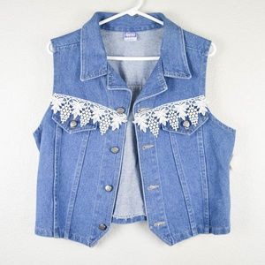 Vtg 90s Watch LA Womens L Denim Jean Vest
